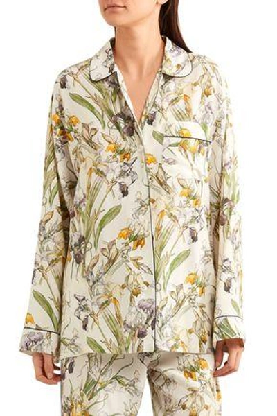 Shop Alexander Mcqueen Floral-print Silk Shirt In Cream