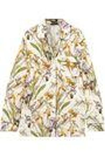 Shop Alexander Mcqueen Floral-print Silk Shirt In Cream