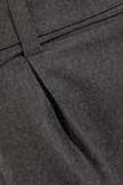 Shop Saint Laurent Woman Belted Wool Straight-leg Pants Charcoal