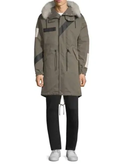 Shop Belstaff Burfield Hooded Fur Parka In Green Smoke