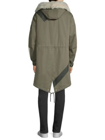 Shop Belstaff Burfield Hooded Fur Parka In Green Smoke