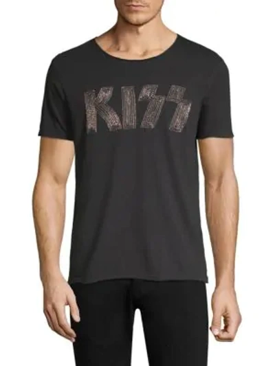 Shop John Varvatos Embroidered Kiss Logo Graphic Tee In Black