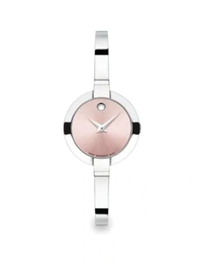 Shop Movado Bela Stainless Steel Bangle Bracelet Watch/pink In Silver