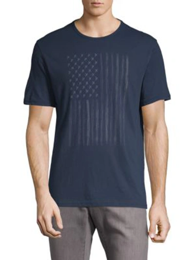 Shop John Varvatos Zipper Star Stud Flag Graphic Cotton Tee In Navy
