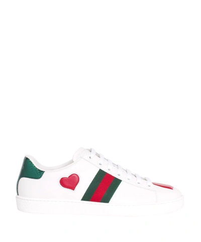 Shop Gucci Ace Leather Sneakers In Bianco