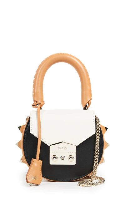 Shop Salar Mimi Mini Cross Body Bag In Natural/ivory/black