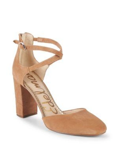 Shop Sam Edelman Simmons Suede Ankle-strap Sandals In Fiji Pink