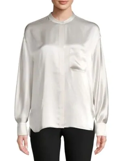 Shop Vince Charmeuse Silk Blouse In Dove