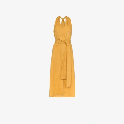 Shop Three Graces Minerva Halterneck Dress In Yellow/orange
