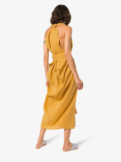 Shop Three Graces Minerva Halterneck Dress In Yellow/orange
