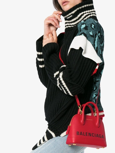Shop Balenciaga Red Ville Xxs Leather Top Handle Bag
