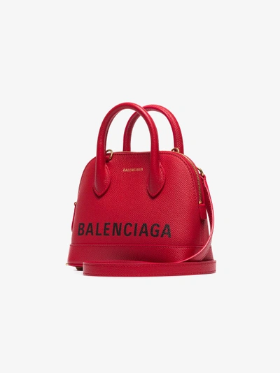 Shop Balenciaga Red Ville Xxs Leather Top Handle Bag