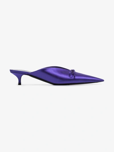 Shop Balenciaga Purple Knife 40 Satin Mules In Pink/purple