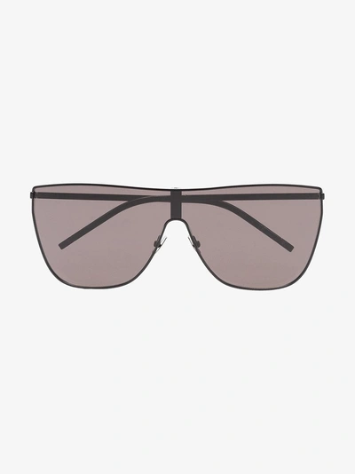 Shop Saint Laurent Eyewear Mask 001 Sunglasses In Schwarz