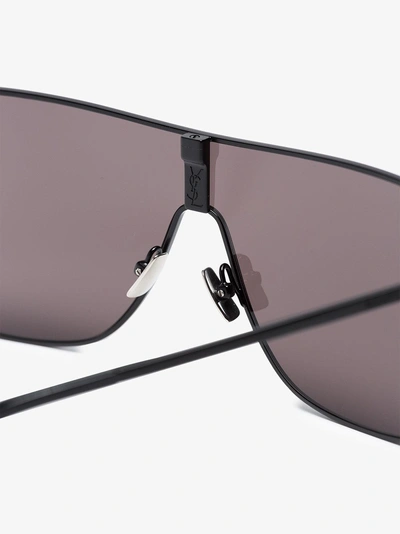 Shop Saint Laurent Eyewear Mask 001 Sunglasses In Schwarz