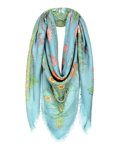 Shop Gucci Square Scarves In Deep Jade