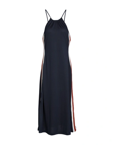 Shop Ganni Midi Dress In Dark Blue