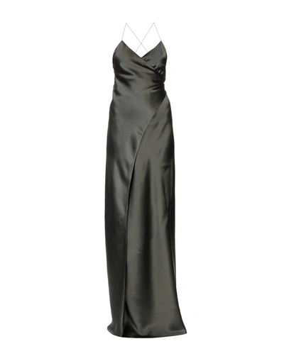 Shop Michelle Mason Long Dresses In Dark Green