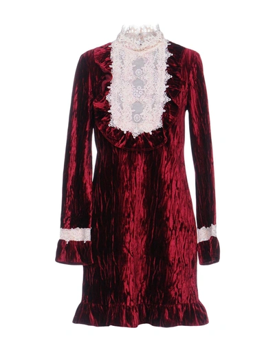 Shop Anna Sui Short Dress In Maroon
