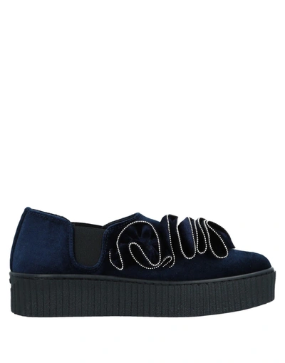 Shop Pinko Woman Sneakers Midnight Blue Size 6 Textile Fibers