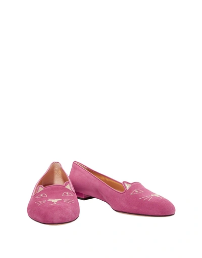 Shop Charlotte Olympia Loafers In Fuchsia