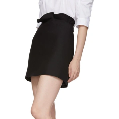 Shop Valentino Black Ruffle Band Miniskirt In 0no Black