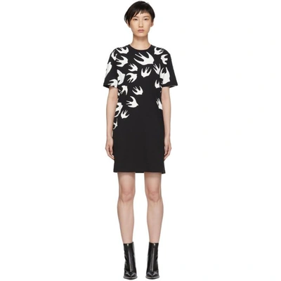 Shop Mcq By Alexander Mcqueen Black Swallow Signature T-shirt Dress In 1000 - Blac