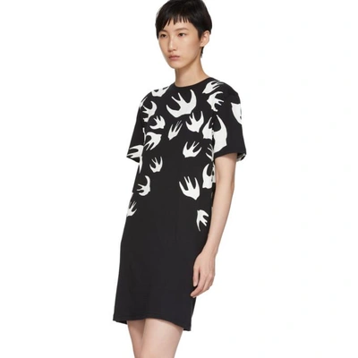 Shop Mcq By Alexander Mcqueen Black Swallow Signature T-shirt Dress In 1000 - Blac