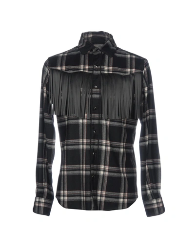 Shop Valentino Checked Shirt In Black