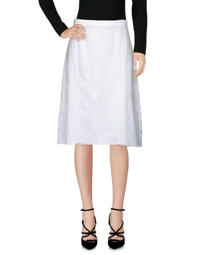 Shop Burberry Knee Length Skirt In White