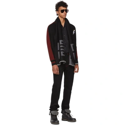 Shop Givenchy Black And Red Knit Teddy Bomber Jacket In 009 Black/r