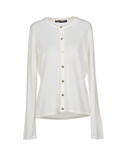 Shop Versace Cardigan In White