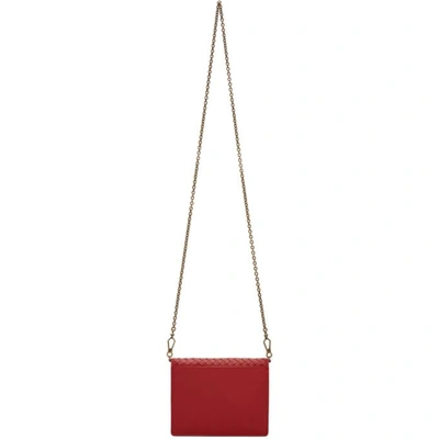 Shop Bottega Veneta Red Intrecciato Chain Wallet Bag In 6411 China