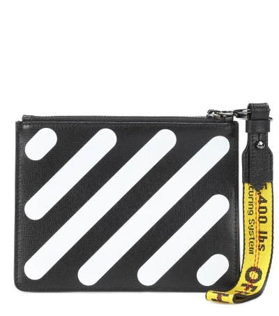 Shop Off-white Diag Double Leather Clutch In Black