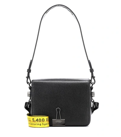 Shop Off-white Binder Clip Leather Shoulder Bag In Black