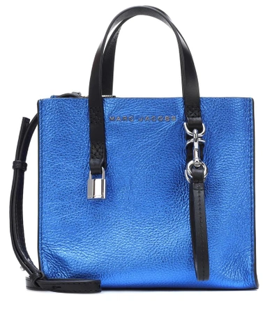 Shop Marc Jacobs The Grind Leather Tote In Blue