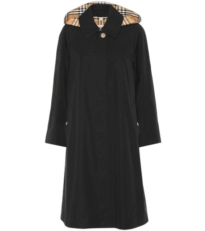 Shop Burberry Detachable Hood Gabardine Coat In Black