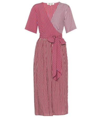 Shop Diane Von Furstenberg Striped Wrap Dress In Red