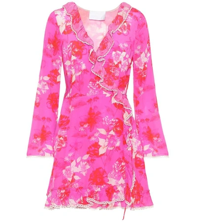 Shop Athena Procopiou Melrose Sunset Silk Wrap Dress In Pink