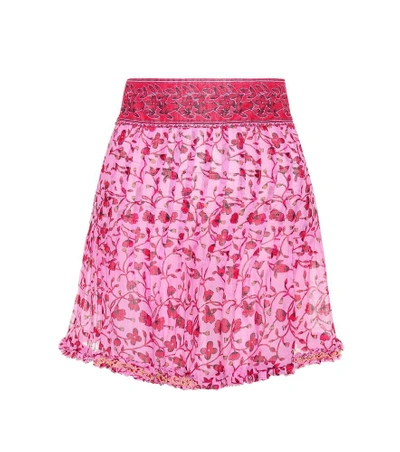 Shop Poupette St Barth Pippa Printed Cotton Miniskirt In Pink