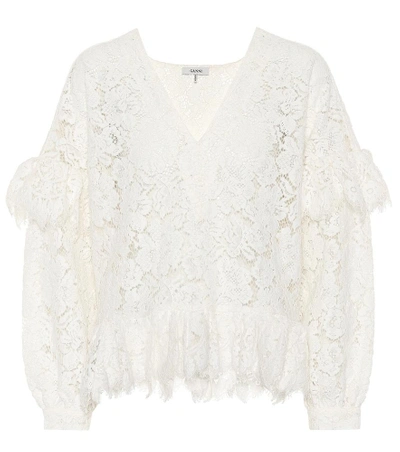 Shop Ganni Jerome Lace Top In White
