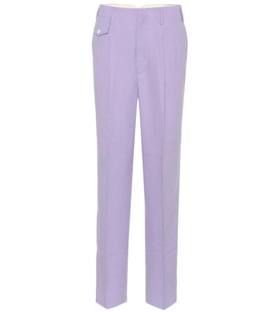 Shop Golden Goose Sally Wool Crêpe Pants In Purple