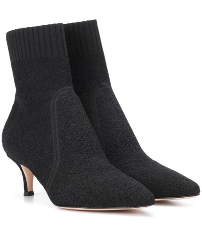 Shop Gianvito Rossi Stretch Bouclé Ankle Boots In Black