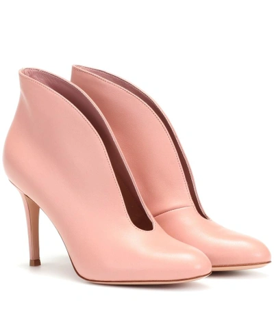 Shop Gianvito Rossi Vamp 85 Leather Ankle Boots In Pink