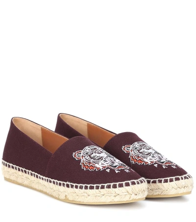 Shop Kenzo Embroidered Canvas Espadrilles In Red