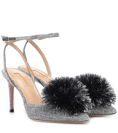 Shop Aquazzura Powder Puff 85 Lurex® Pumps In Silver