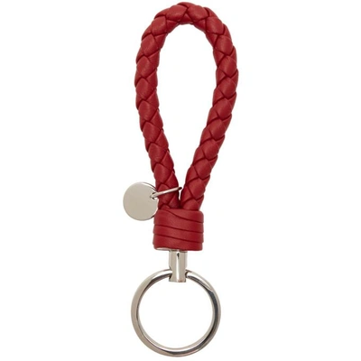 Shop Bottega Veneta Red Intrecciato Loop Keychain In 6411 China