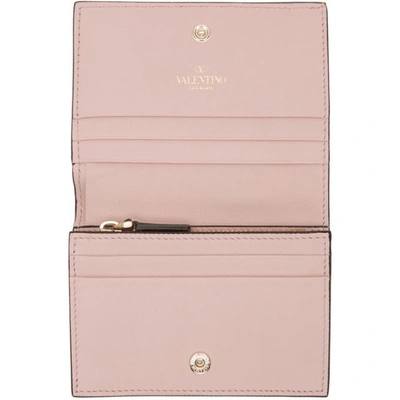 Shop Valentino Pink  Garavani Small Rockstud French Flap Wallet In W34 Water R