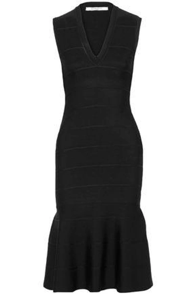 Shop Givenchy Fluted Stretch-knit Dress In Black