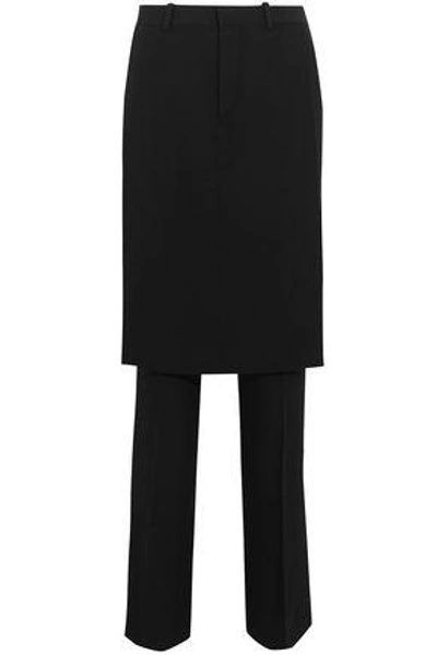 Shop Givenchy Woman Layered Wool-crepe Straight-leg Pants Black
